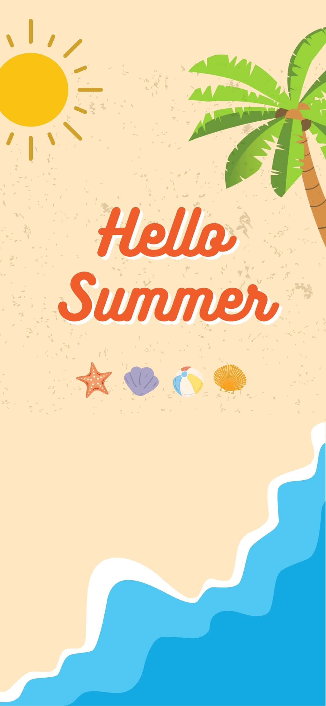沙滩俯瞰图 iPhone X 夏日背景 壁纸