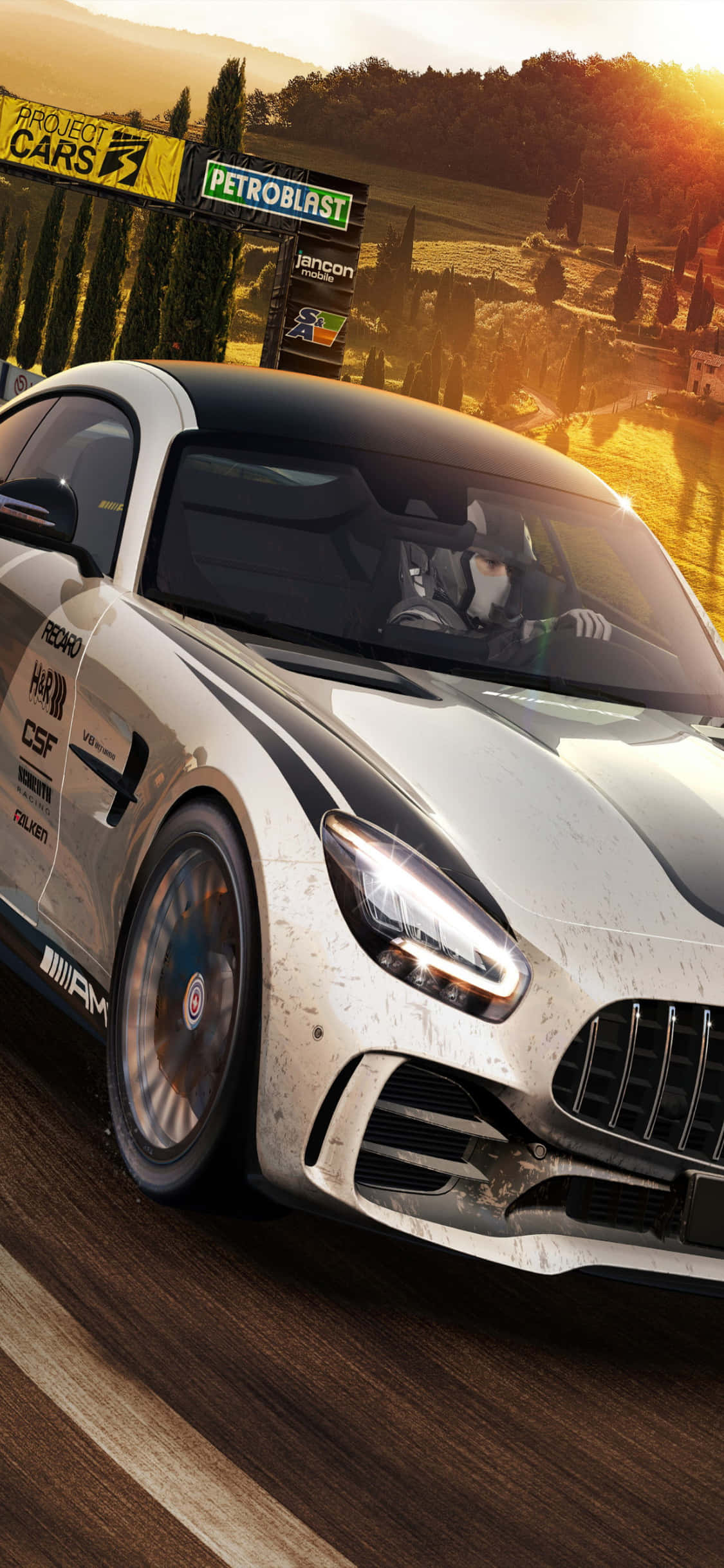 iPhone X Project Cars背景浅灰色梅赛德斯AMG GT 壁纸