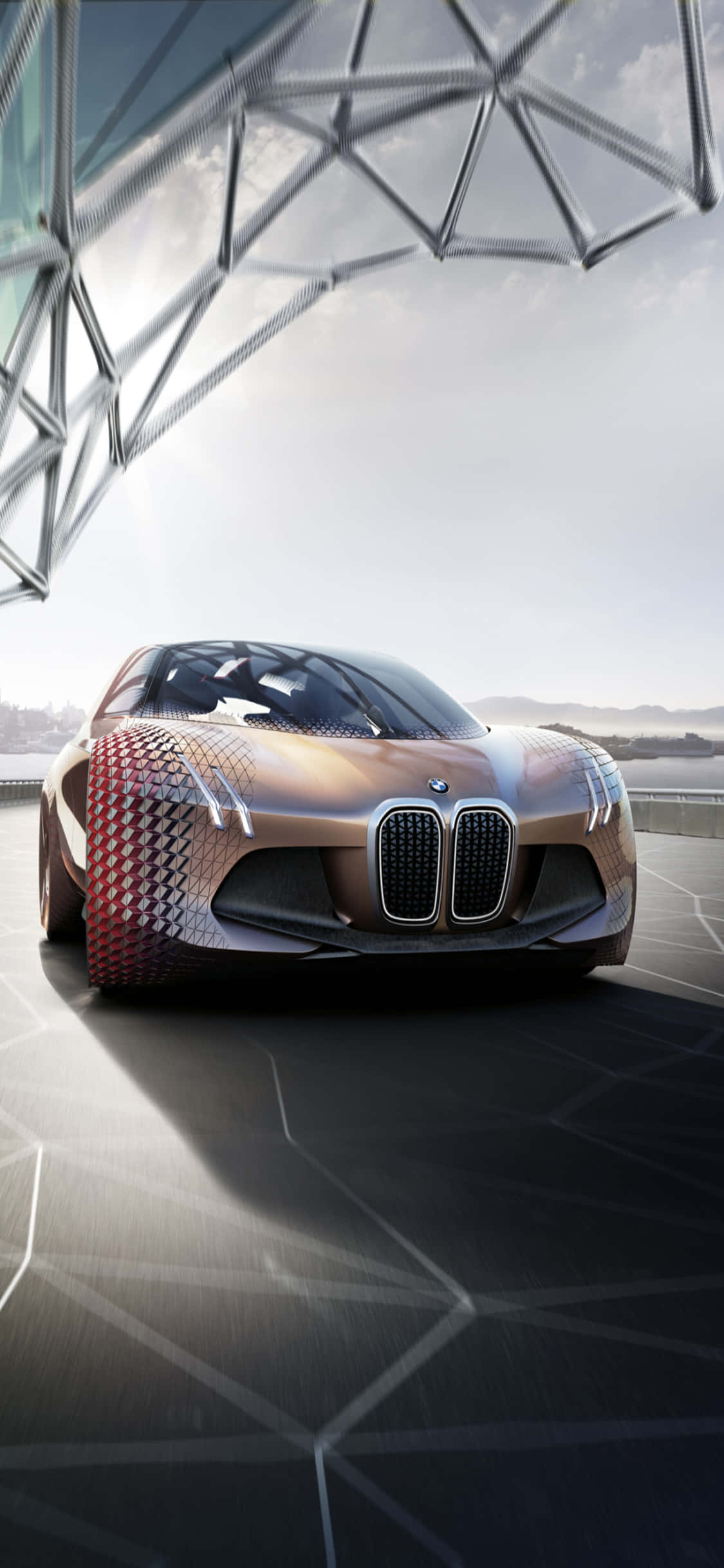 iPhone X与BMW背景，奢华生活的完美典范 壁纸