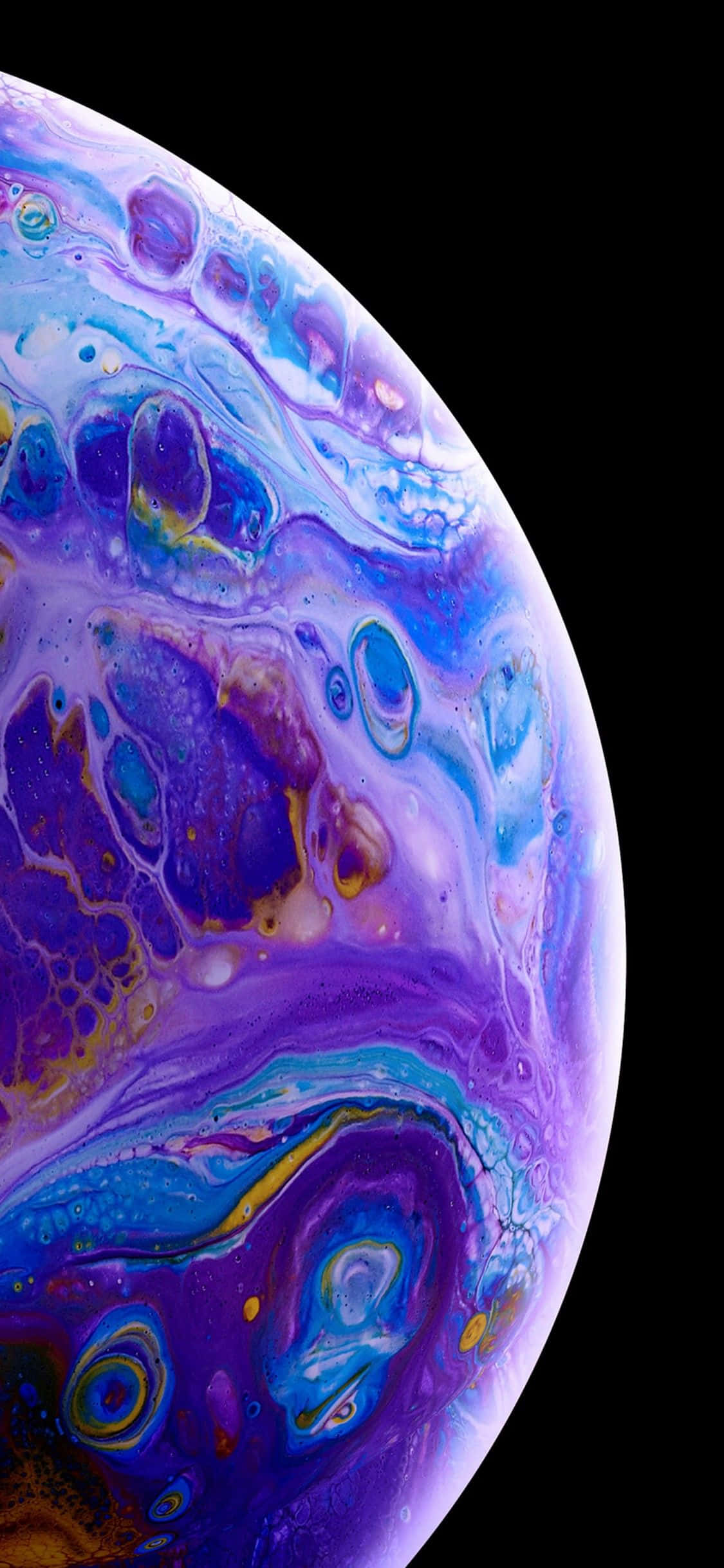 苹果 iPhone XS 紫色蓝色流体气泡 壁纸