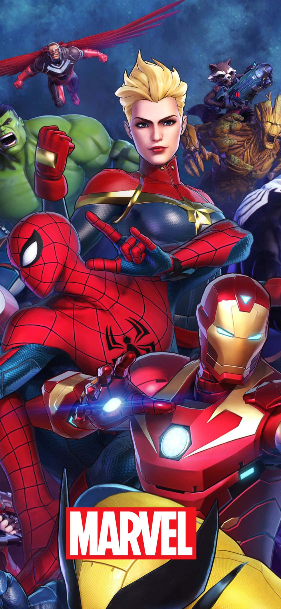 多位超级英雄 iPhone XS Marvel 背景 壁纸