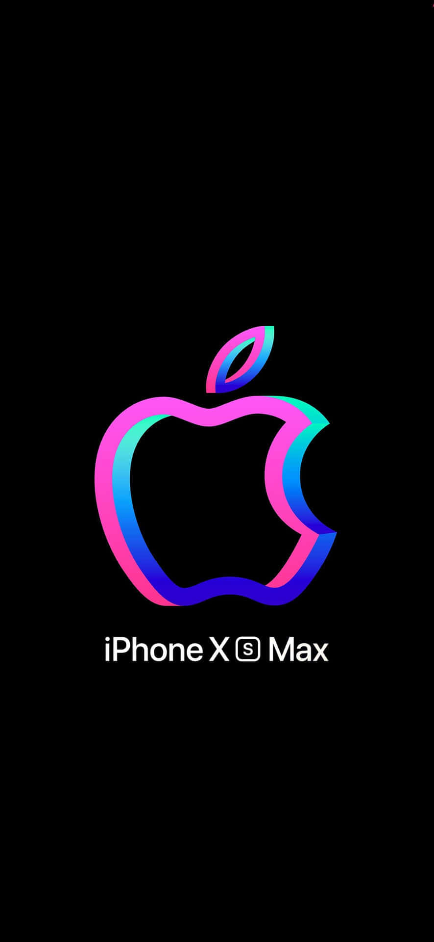 iPhone Xs Max苹果背景霓虹粉蓝 壁纸