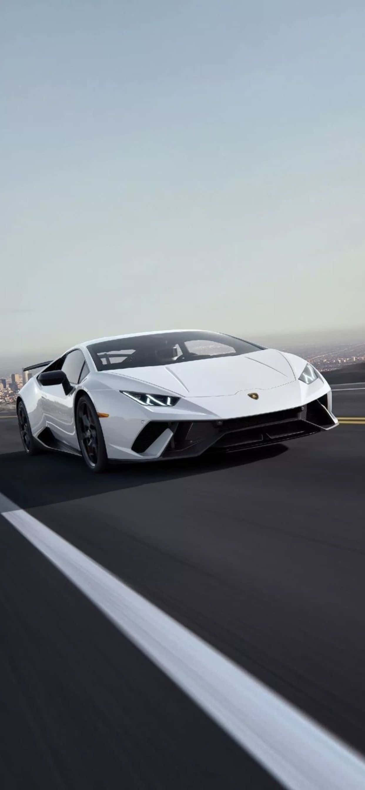 iPhone XS Max 白色兰博基尼Huracan EVO背景 壁纸