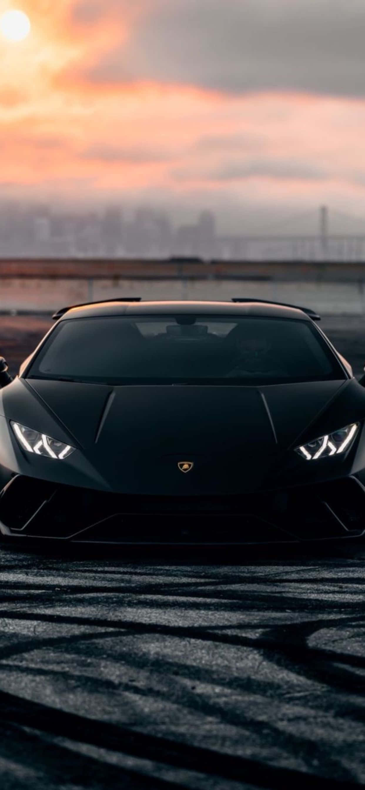 iPhone XS Max Lamborghini黑色Huracan背景 壁纸