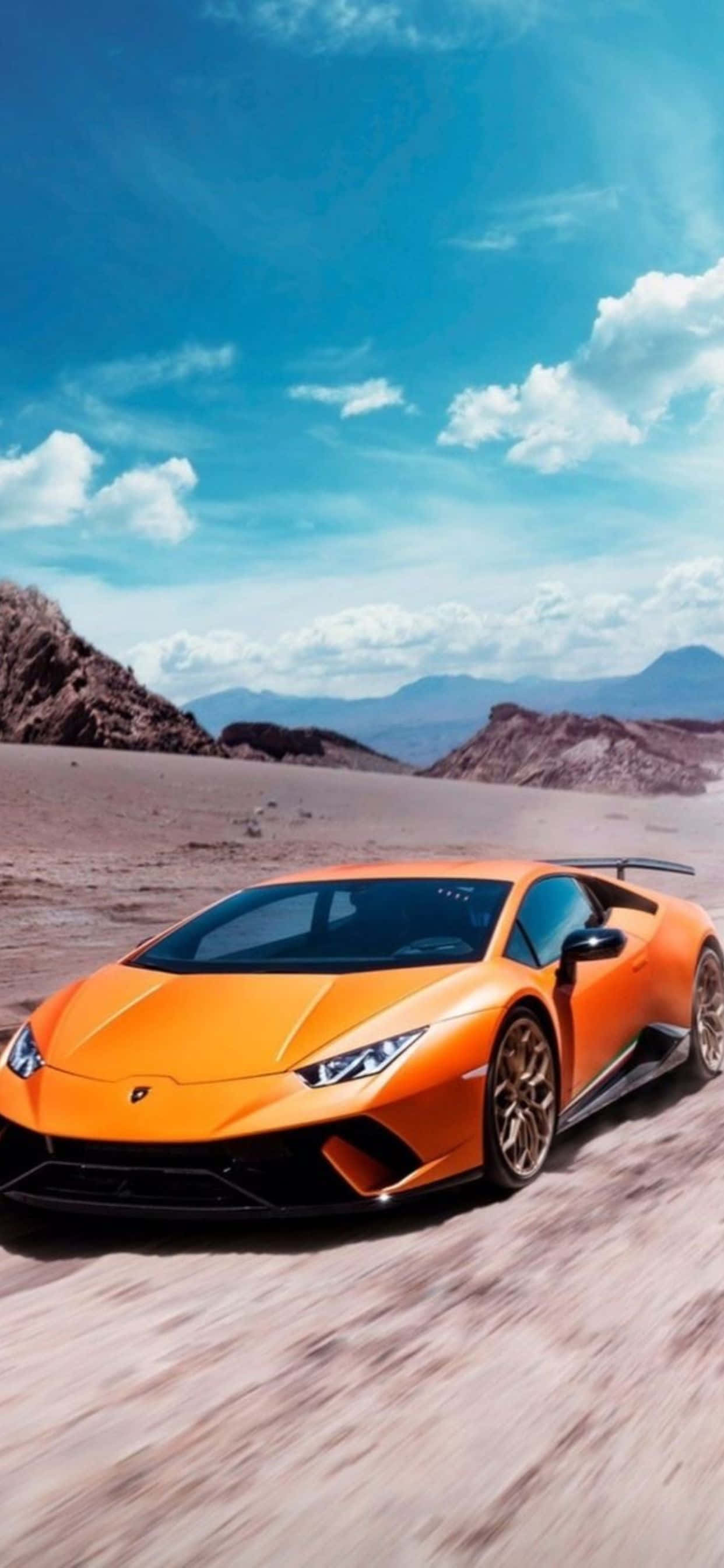 iPhone XS Max Lamborghini橙色Huracan EVO背景 壁纸