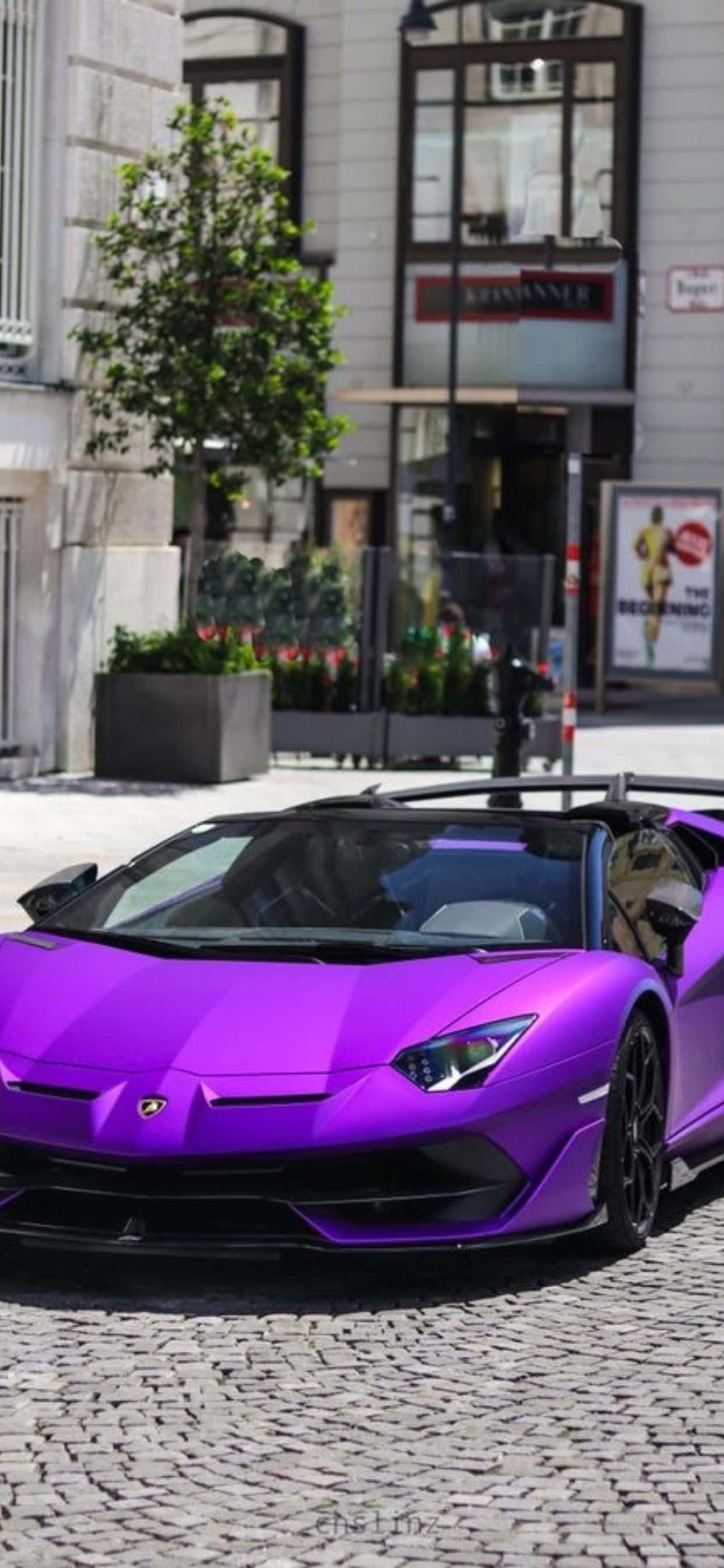 iPhone XS Max 兰博基尼紫色 Aventador 背景 壁纸