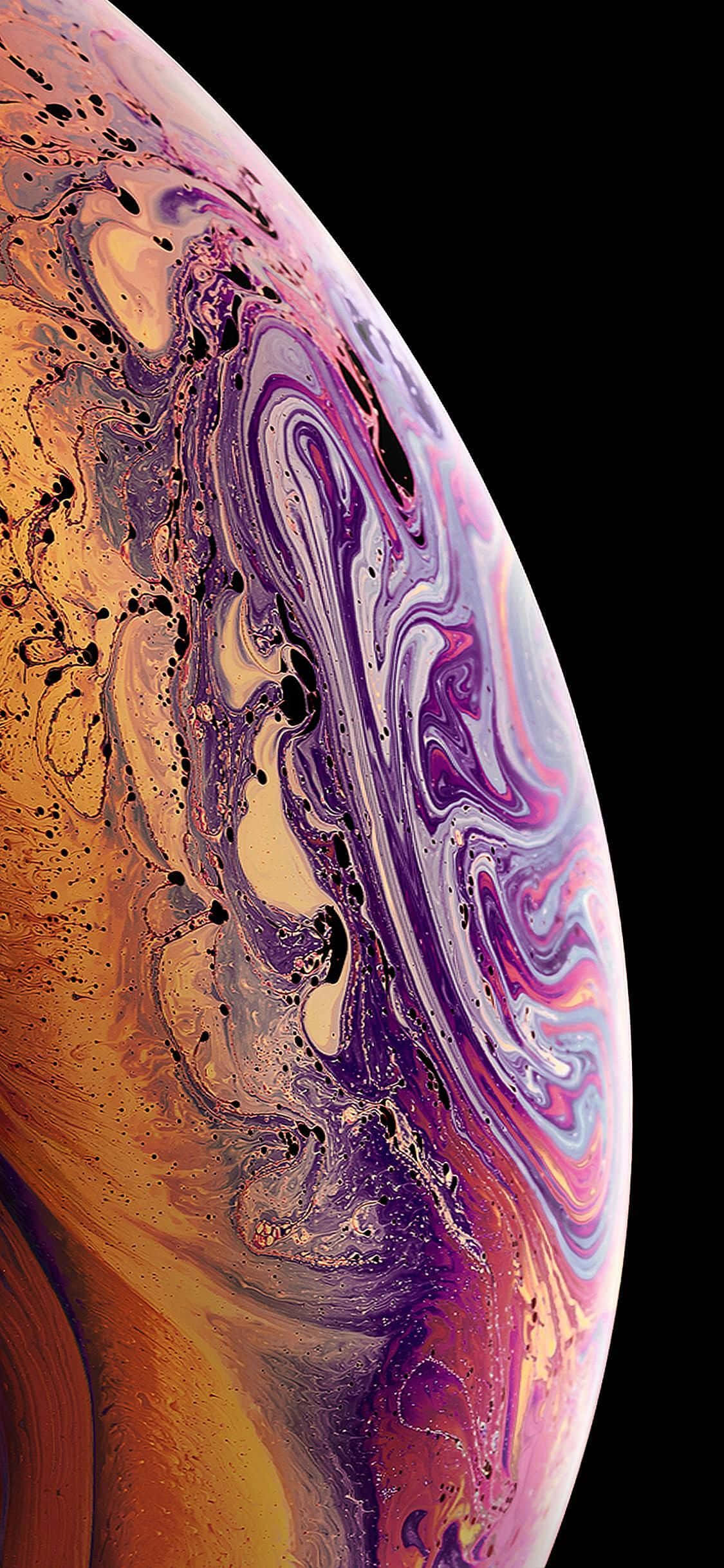 苹果iPhone XS紫色渐变气泡 壁纸