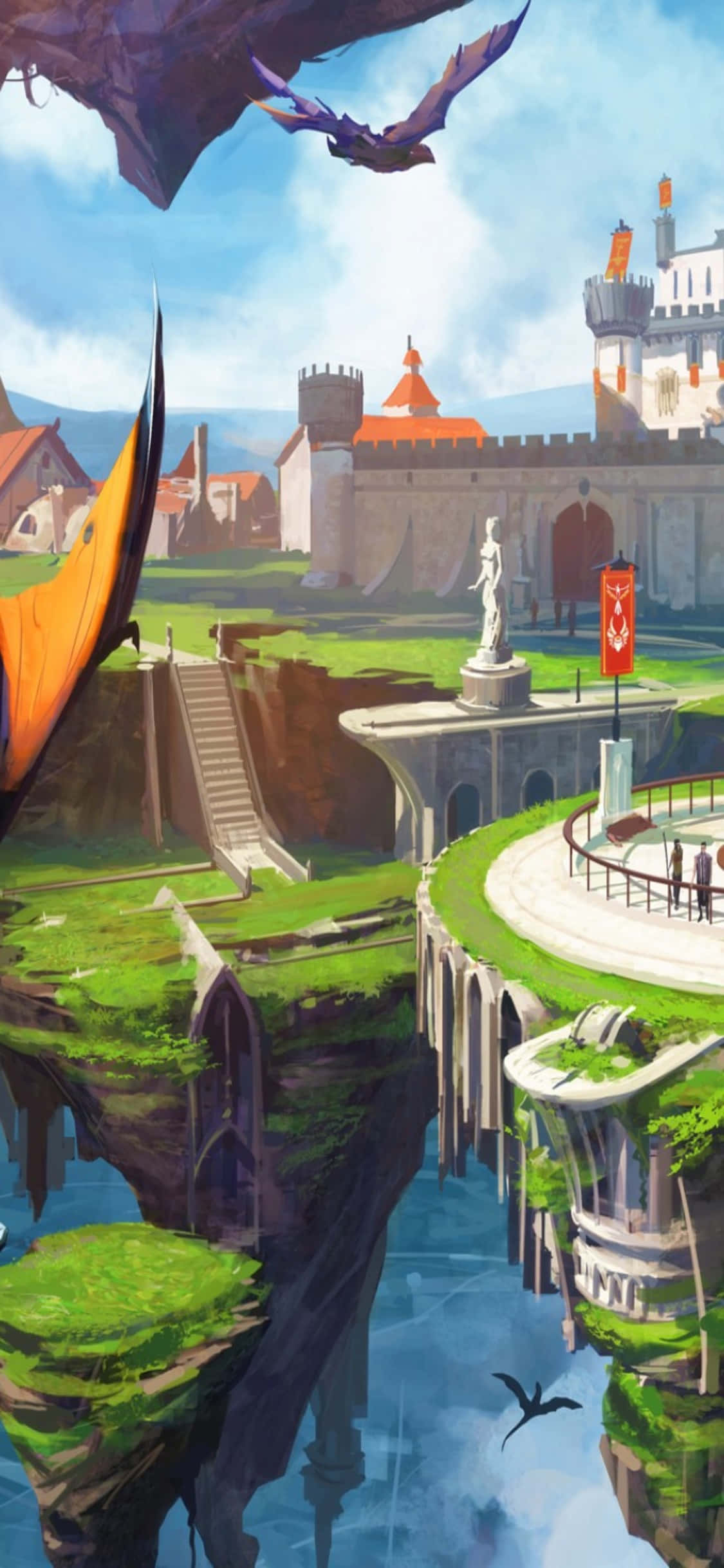 iPhone XS 鲁尼scape 背景 粉丝艺术画作 城堡与龙 壁纸