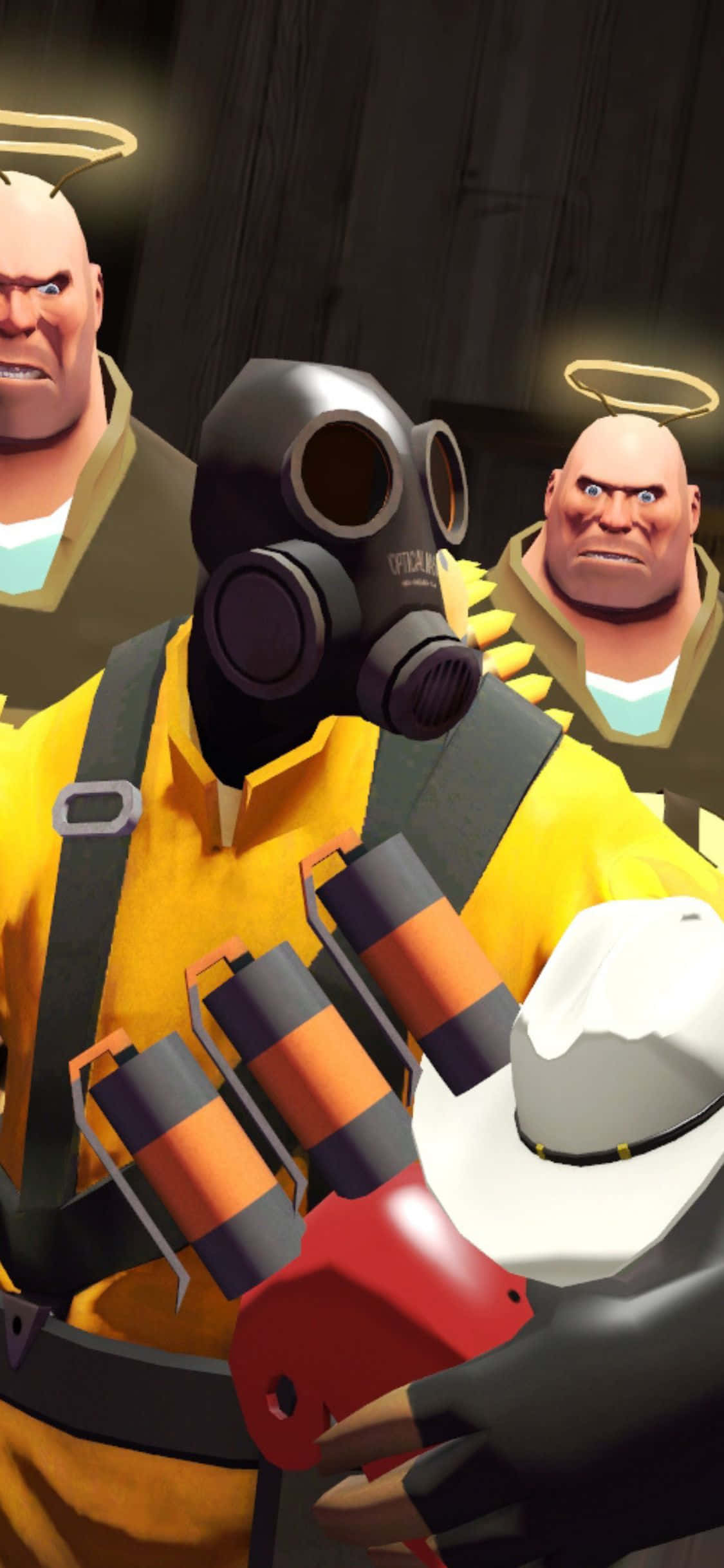 iPhone XS Team Fortress 2 火焰兵与重型兵背景 壁纸