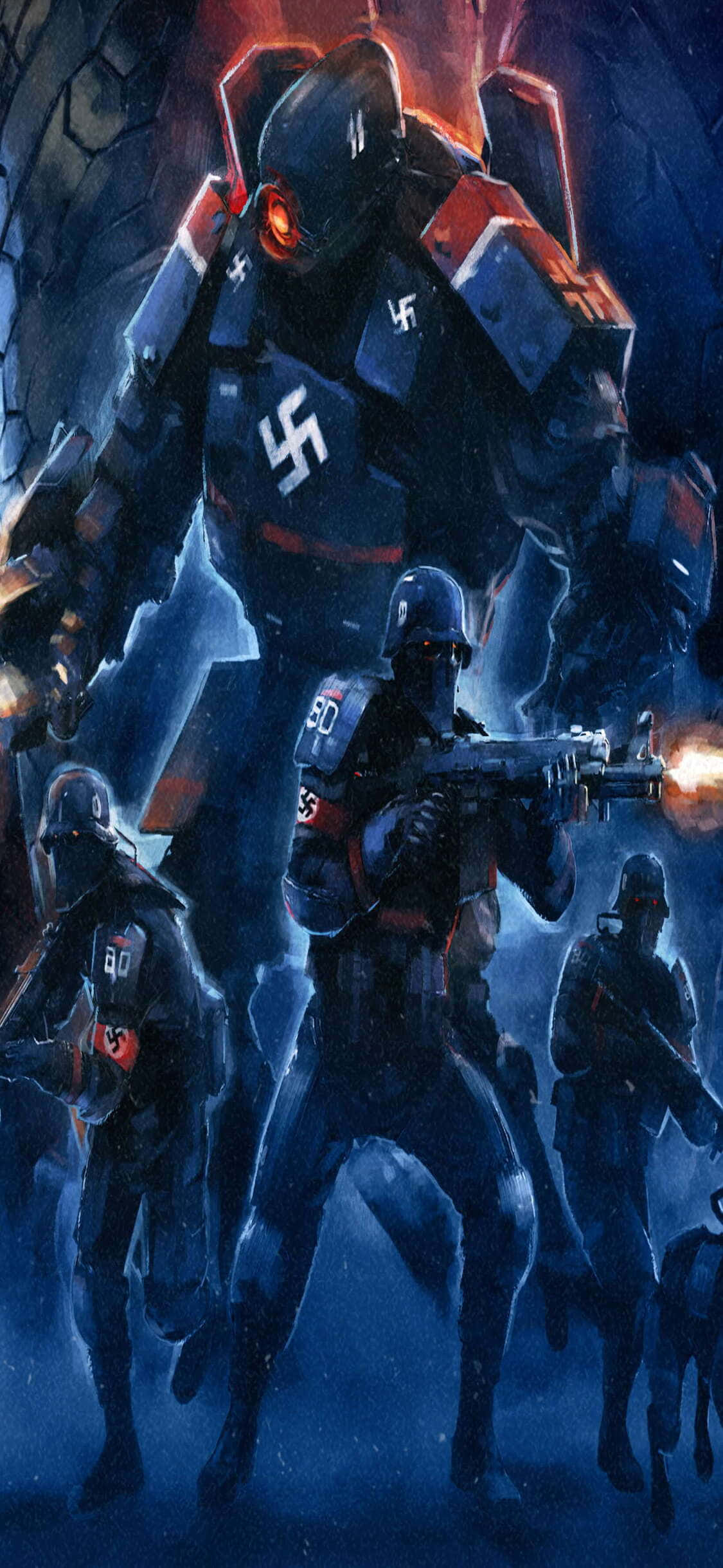 iPhone Xs 《Wolfenstein II》纳粹士兵背景 壁纸