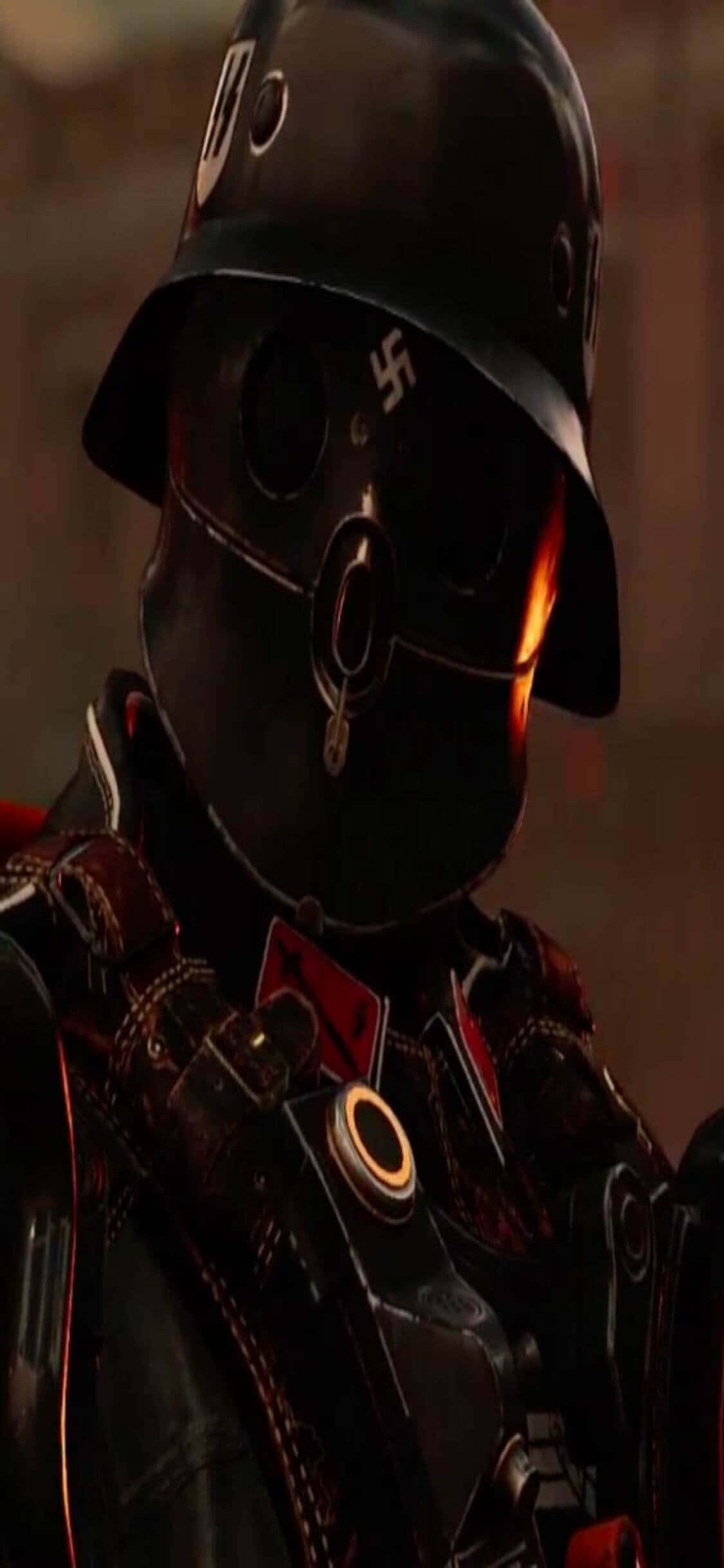 iPhone Xs 《Wolfenstein II》黑色制服纳粹士兵背景 壁纸