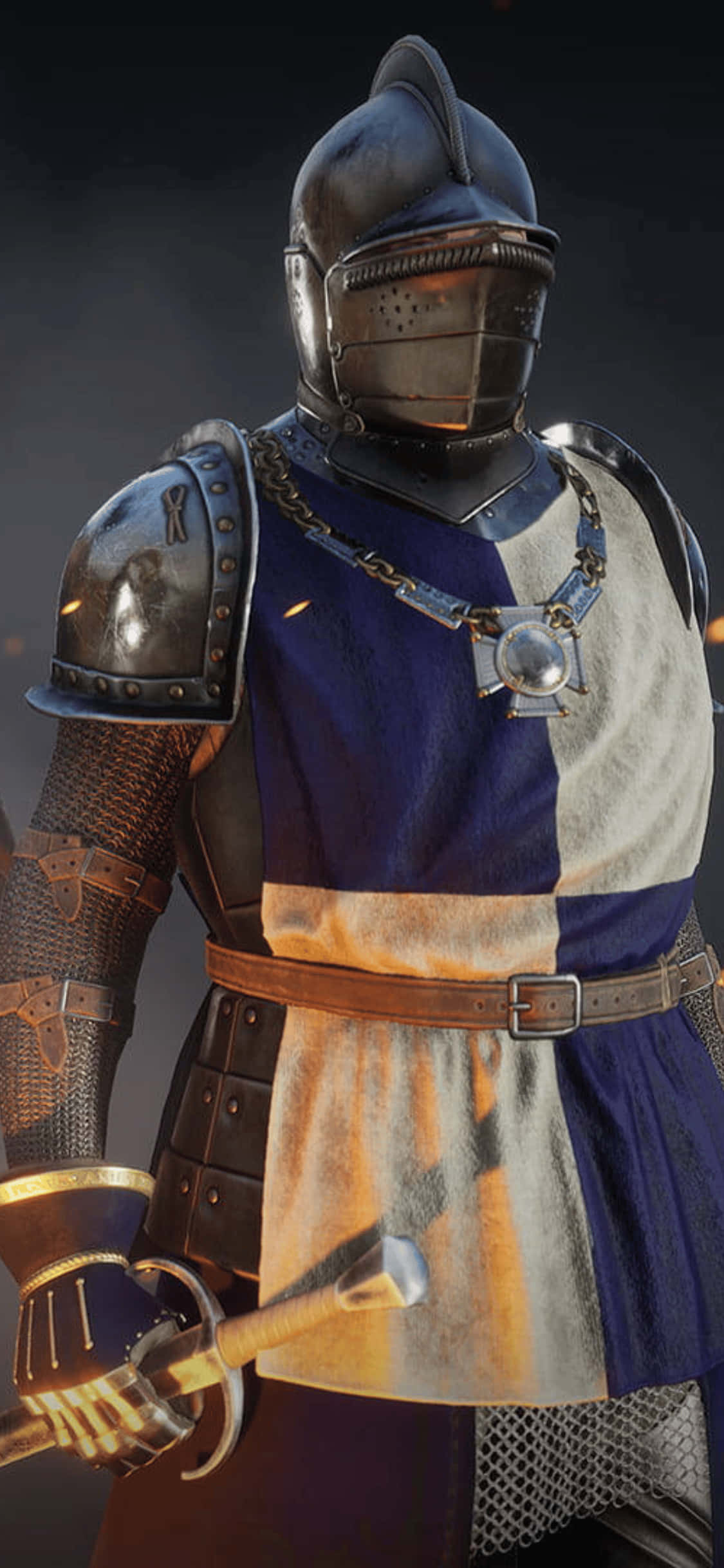 蓝白盔甲 iPhone Xs Mordhau 背景 壁纸