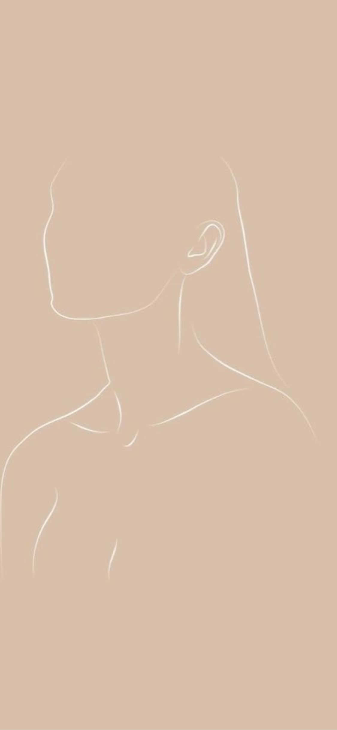 iPhone X 极简女士线条艺术背景 壁纸