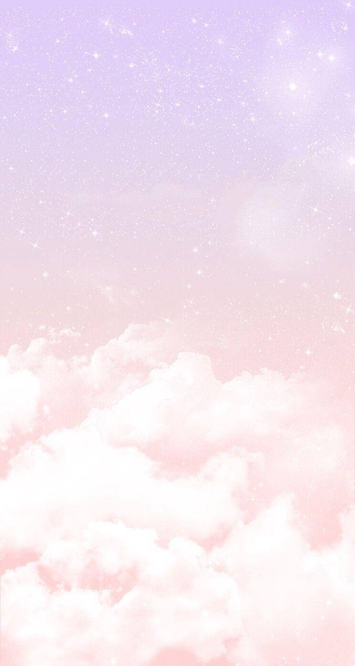 iPhone粉色唯美闪耀云朵 壁纸