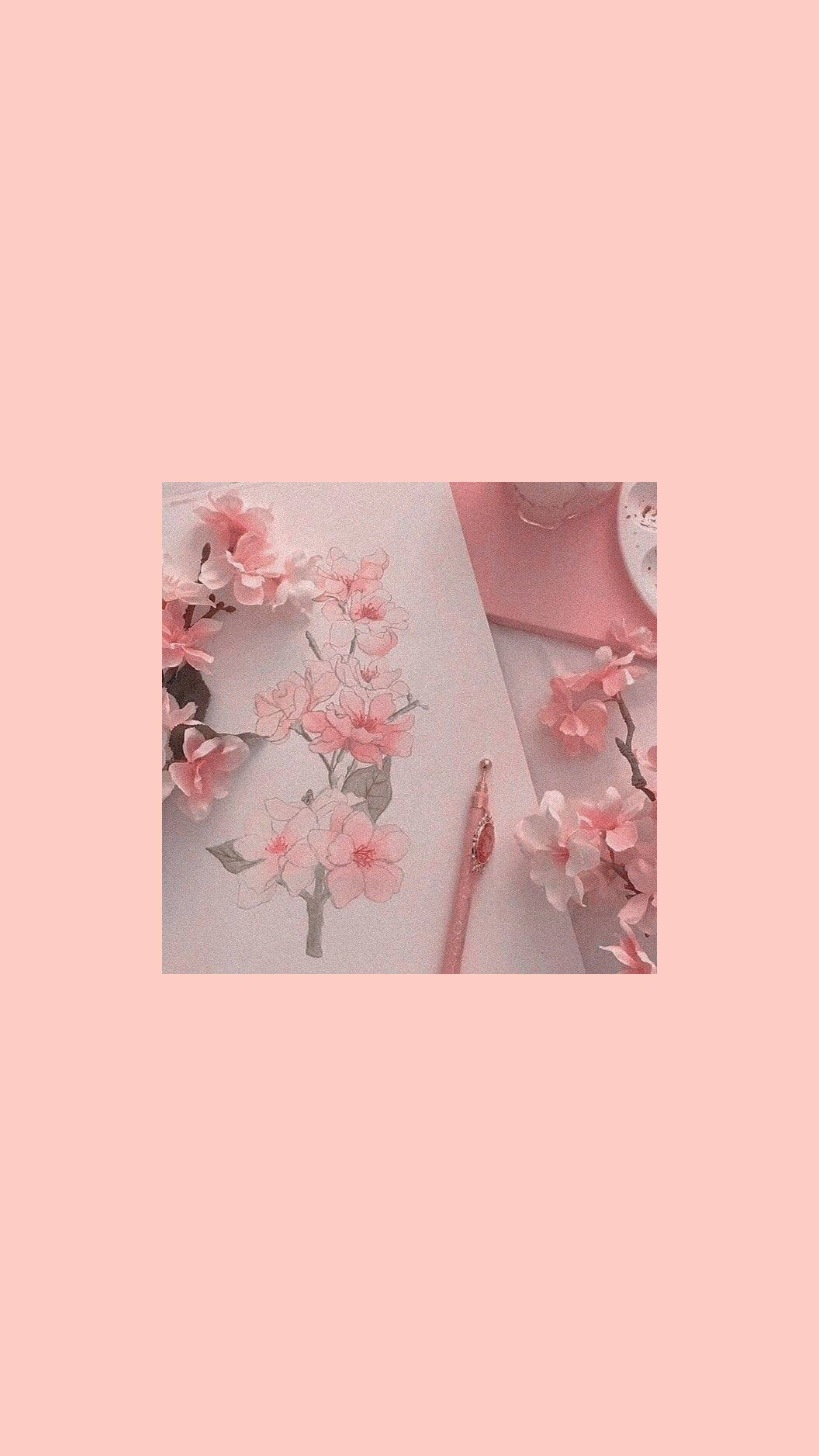 iPhone粉色美学文具 壁纸