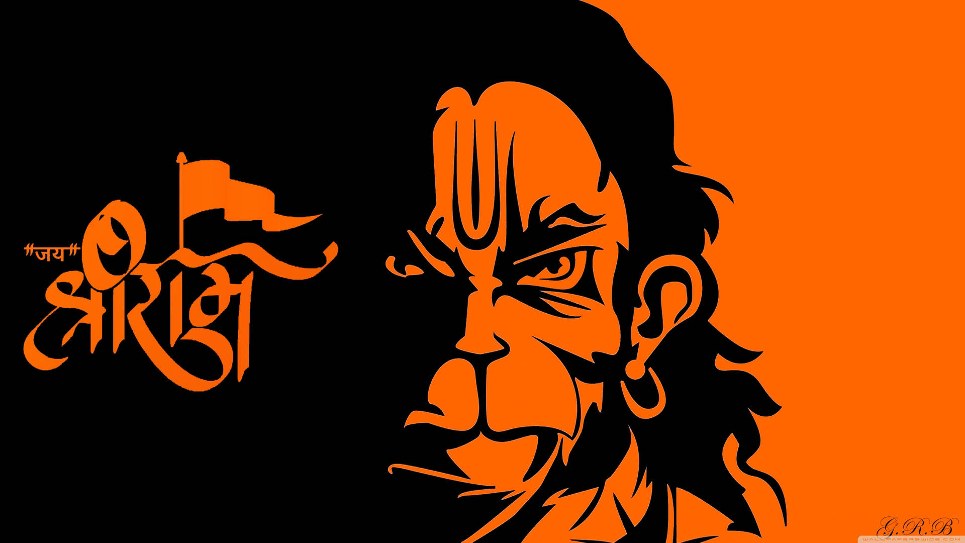 Jai Shree Ram HD 黑橙面容 — 极简 壁纸