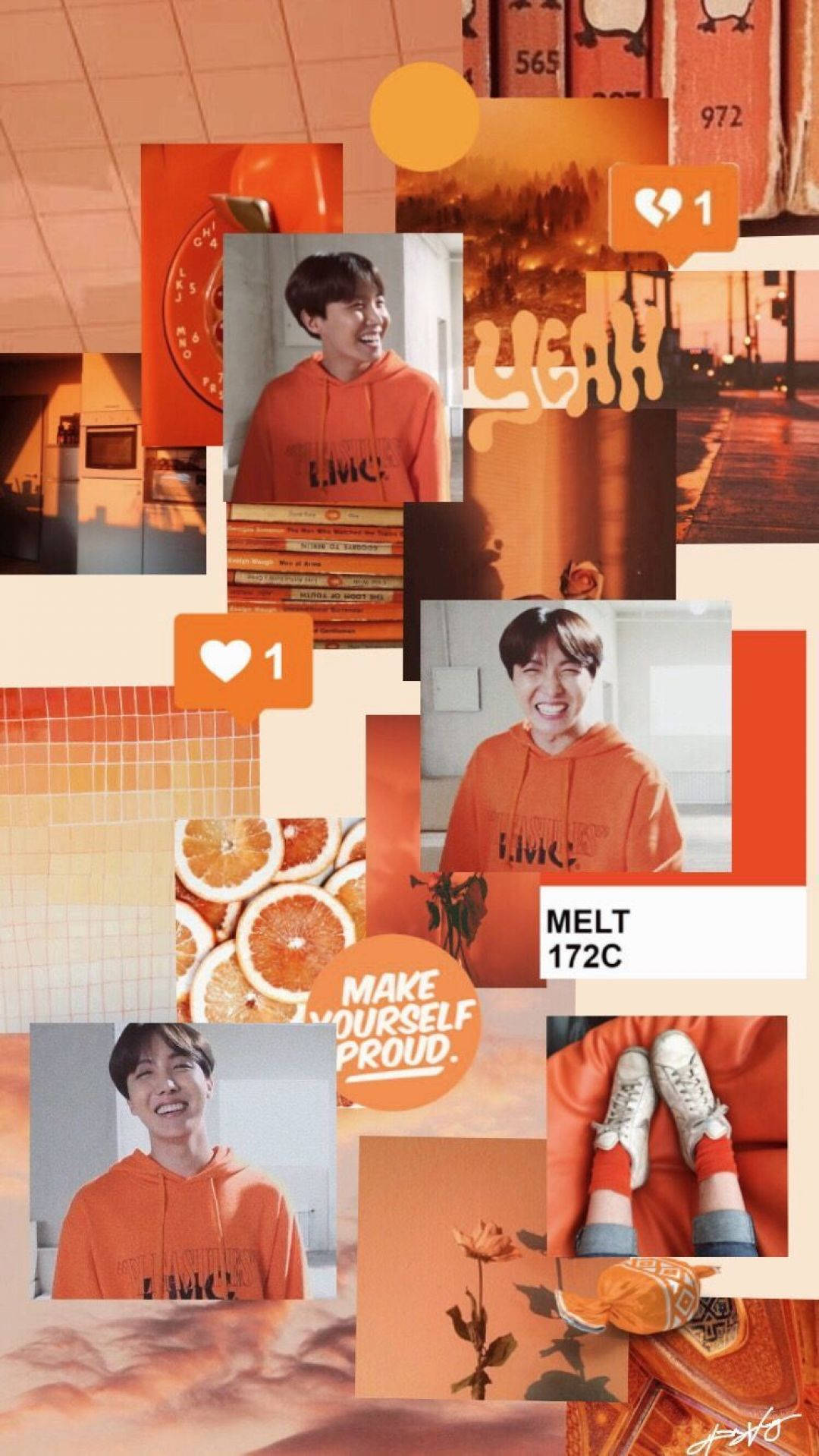 橙色防弹少年团美学Jhope 壁纸