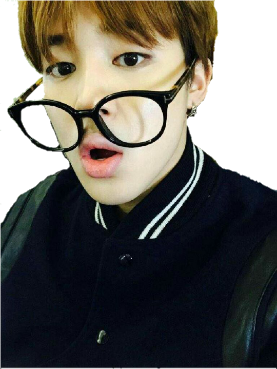 Jimin 惊讶表情戴眼镜 壁纸