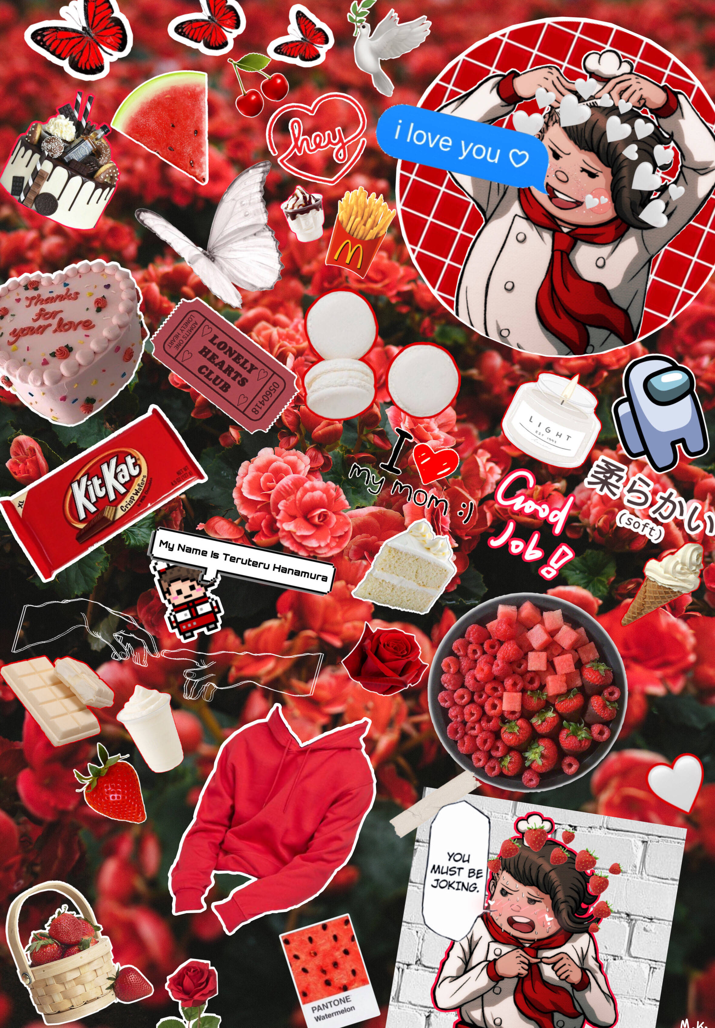 红色花朵Kitkat Picsart 壁纸