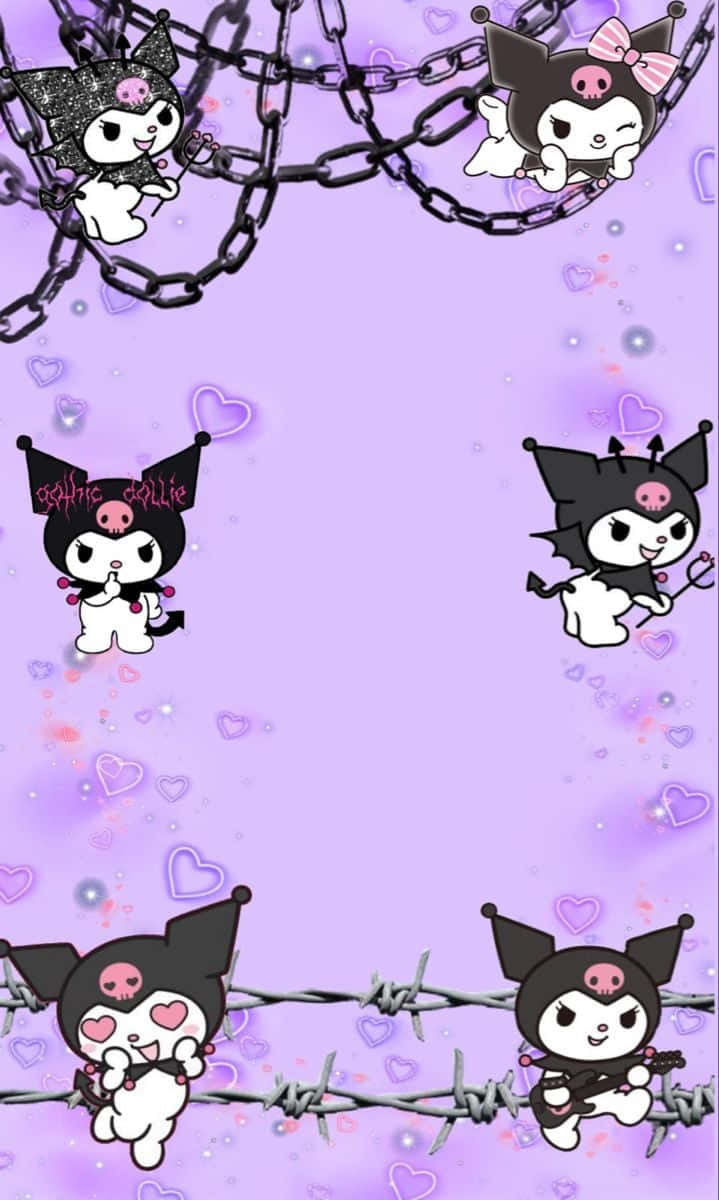 Kuromi iPhone紫色美学链条 壁纸