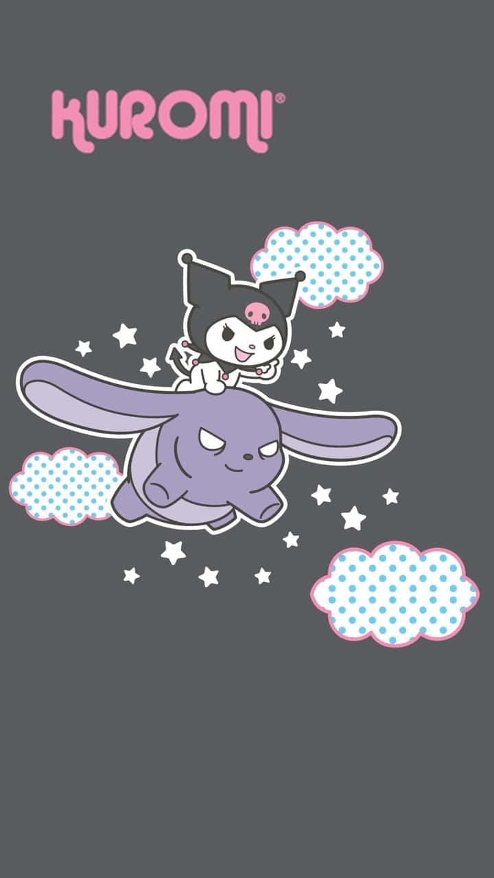 Kuromi iPhone 骑飞象 壁纸