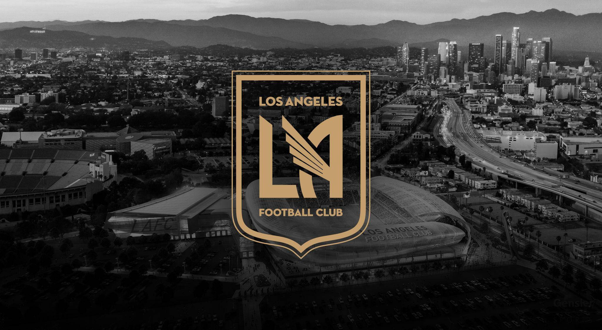 LAFC黑白色城市背景队徽 壁纸