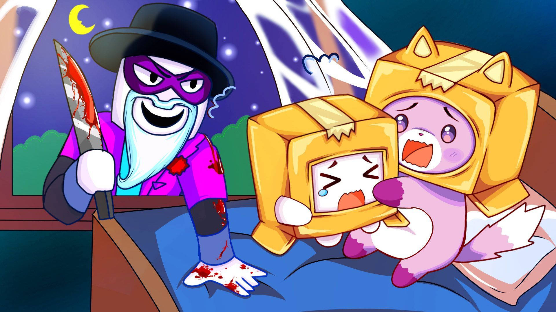 LankyBox Boxy Foxy 和恐怖拉里 壁纸