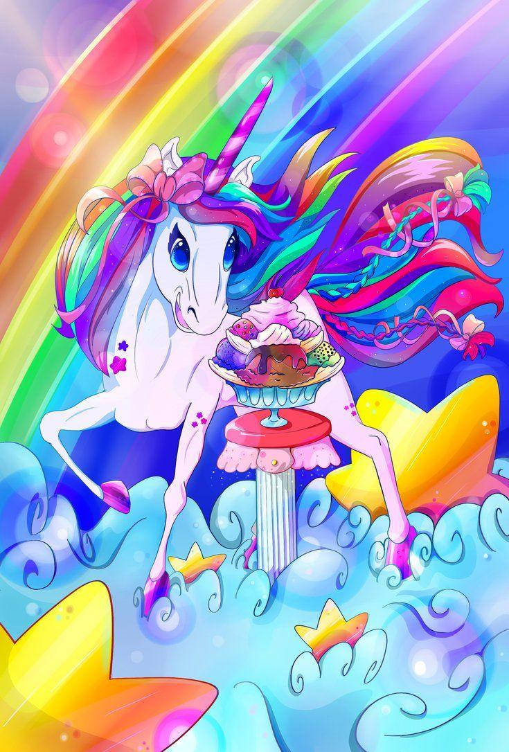 Lisa Frank 独角兽与冰淇淋 壁纸