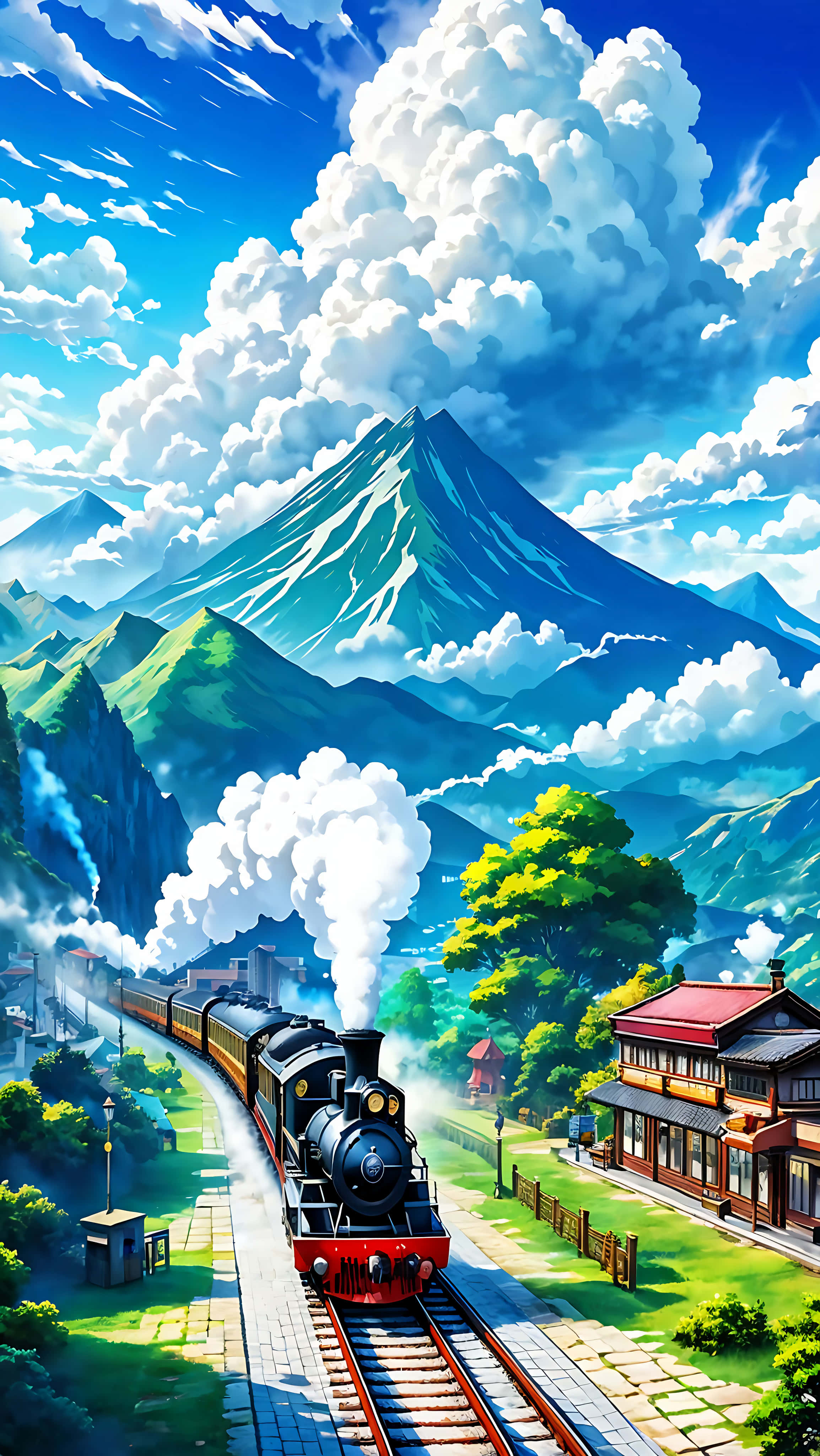 动漫火车自然LoFi背景 壁纸