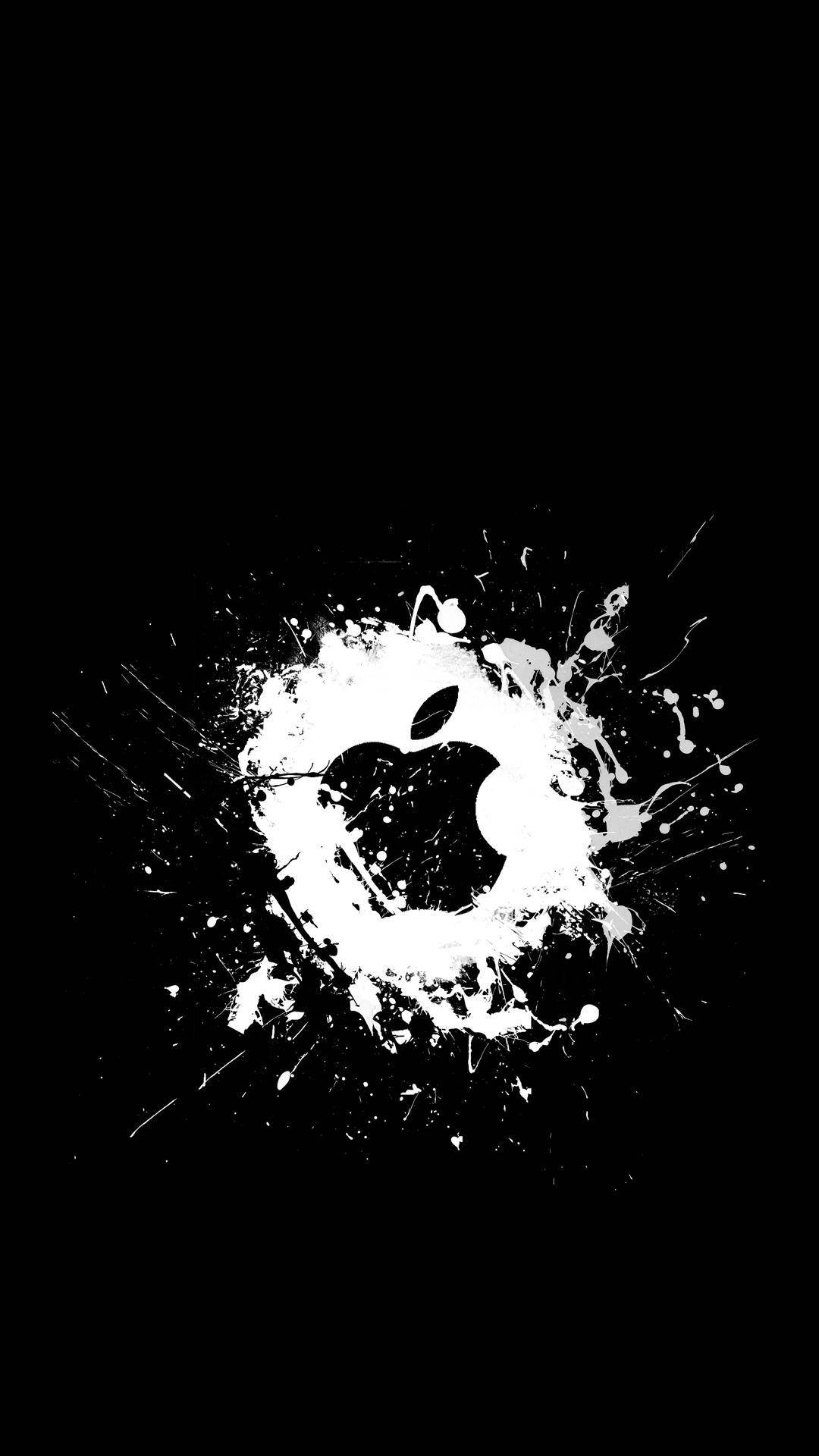白色泼溅黑色苹果Logo iPhone壁纸 壁纸