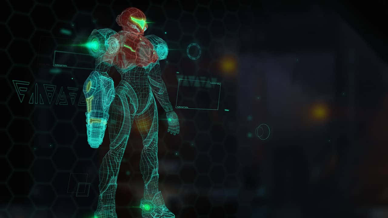 Metroid Dread 萨姆斯·阿兰 霓虹蓝 壁纸