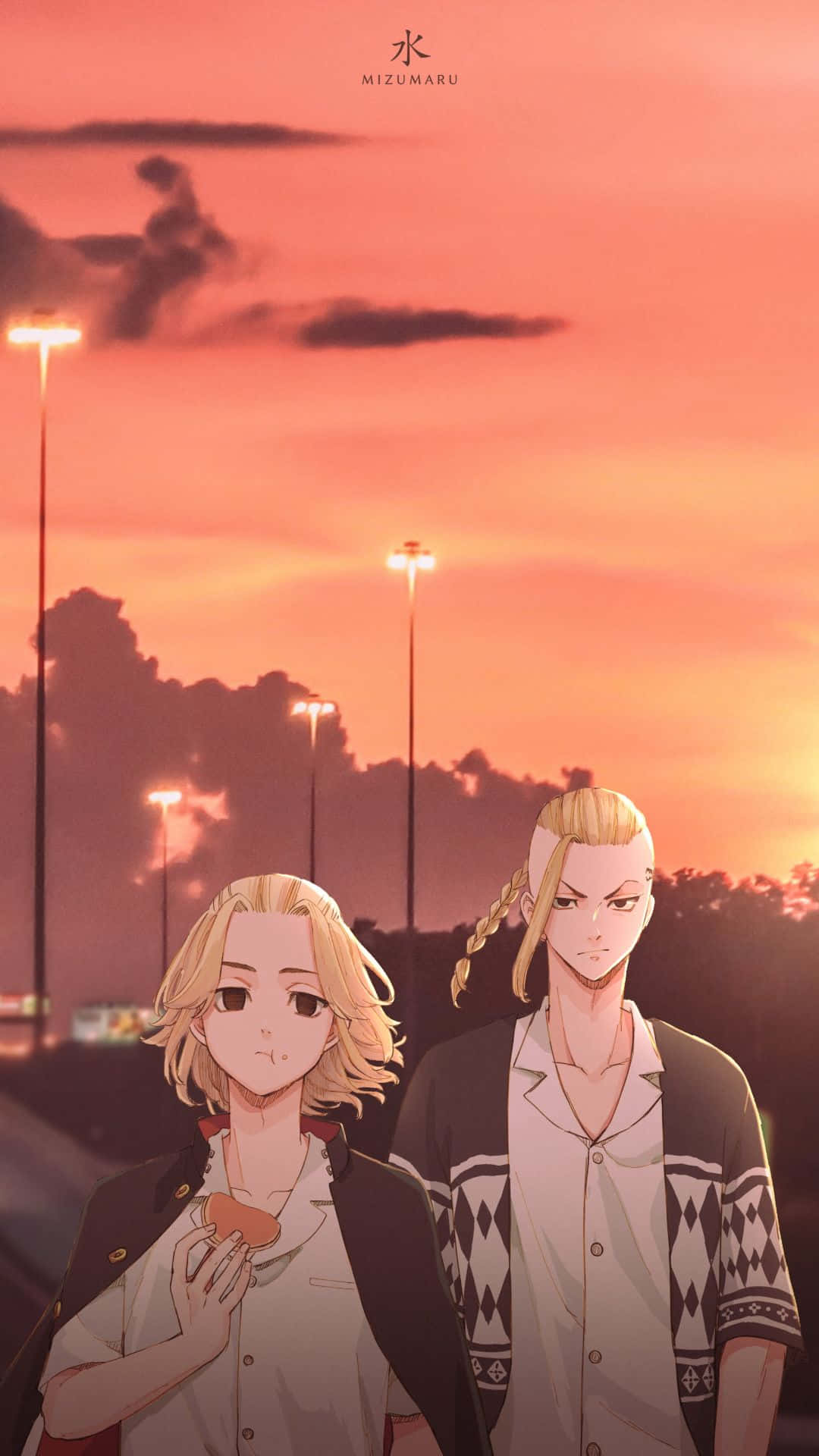 Mikey与Draken夕阳天空东京复仇者动漫 壁纸