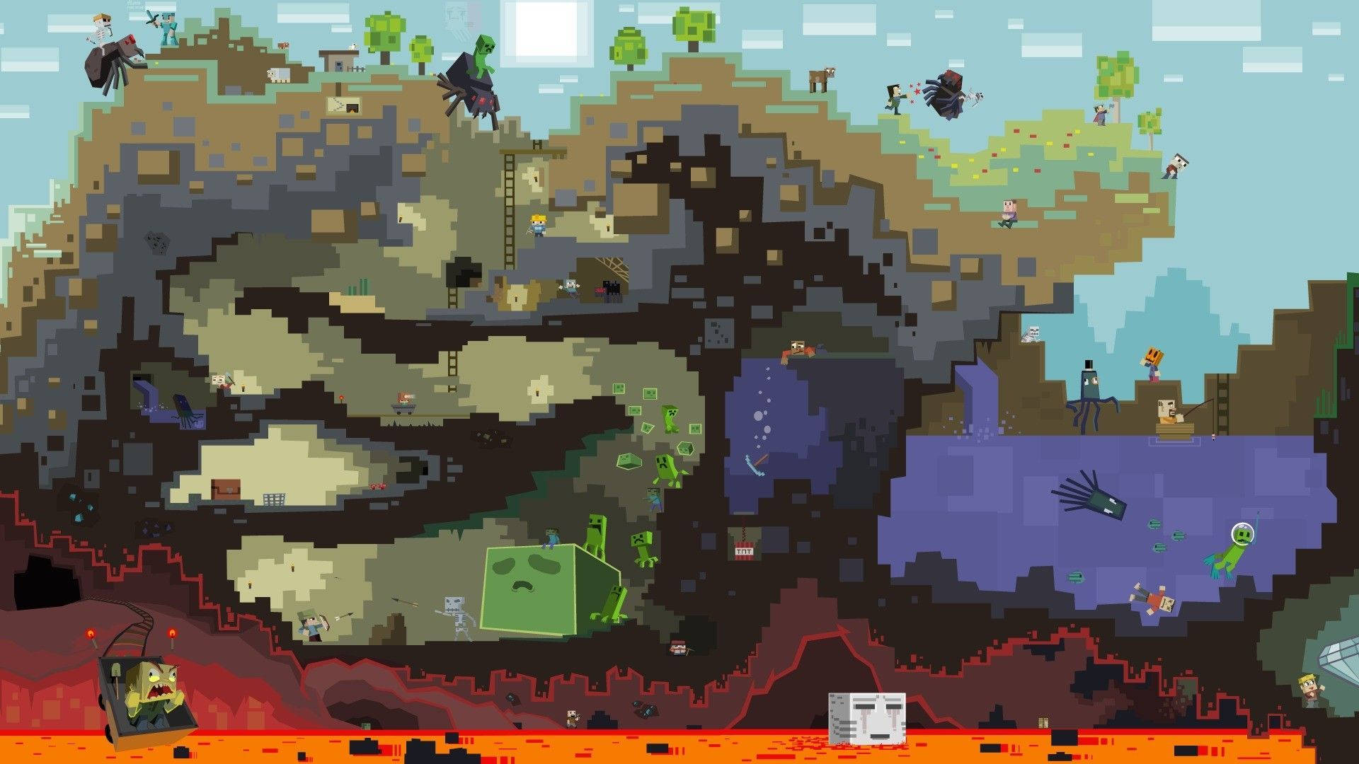 Minecraft 地下与水下生活 壁纸