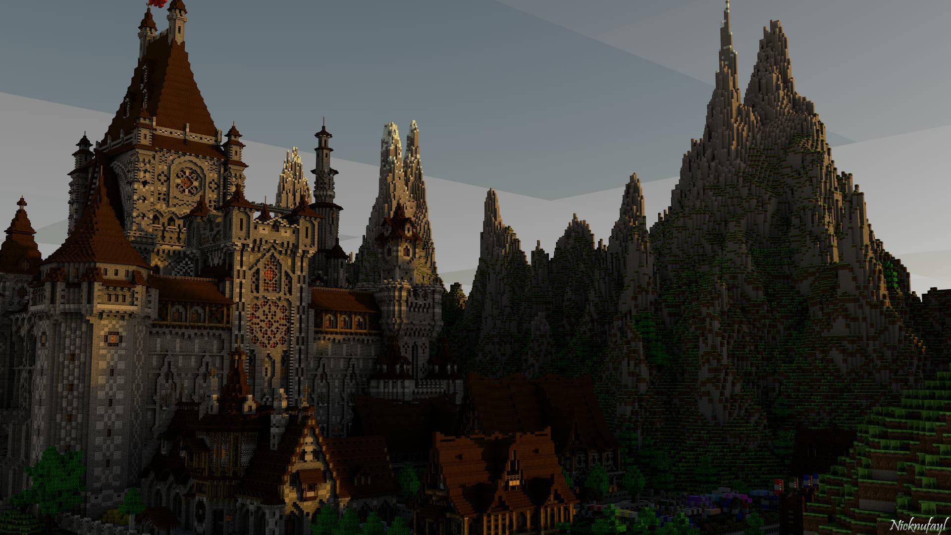 大型圆石城堡 Minecraft HD 壁纸