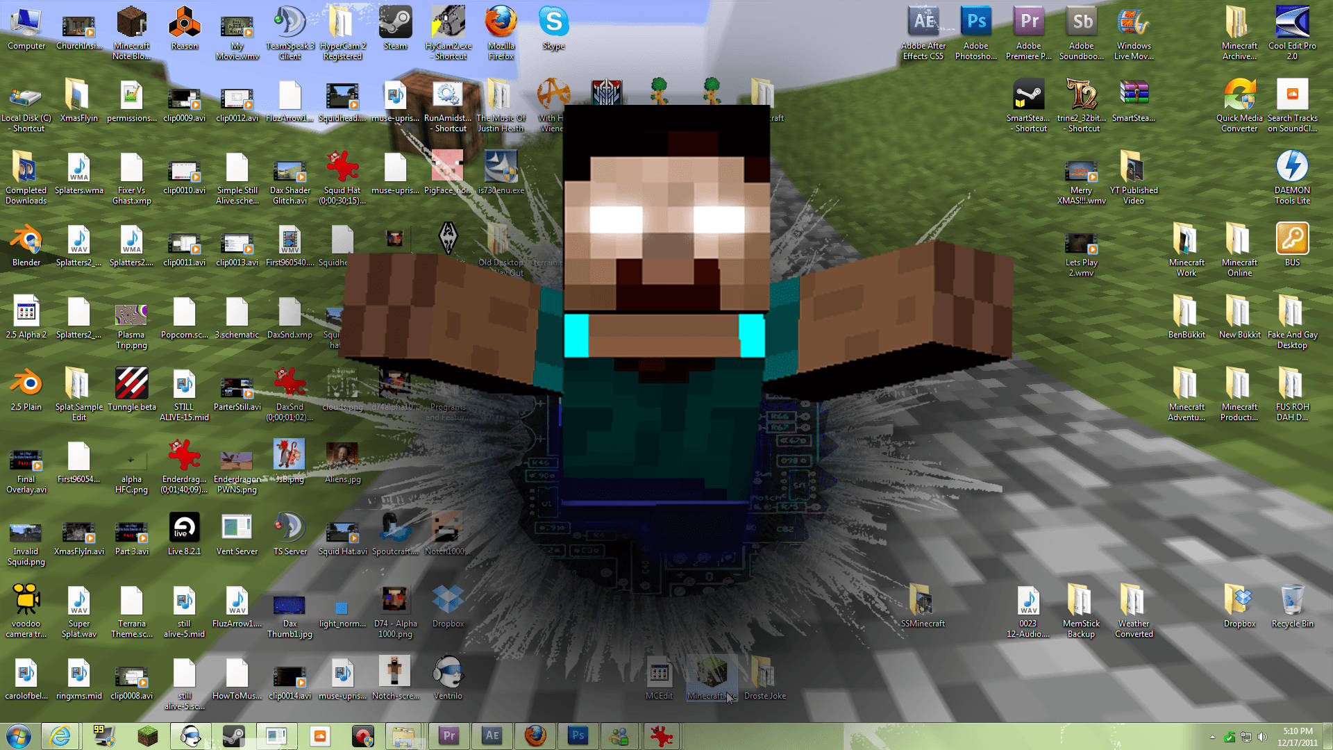 Minecraft Herobrine 冲破电脑屏幕 壁纸