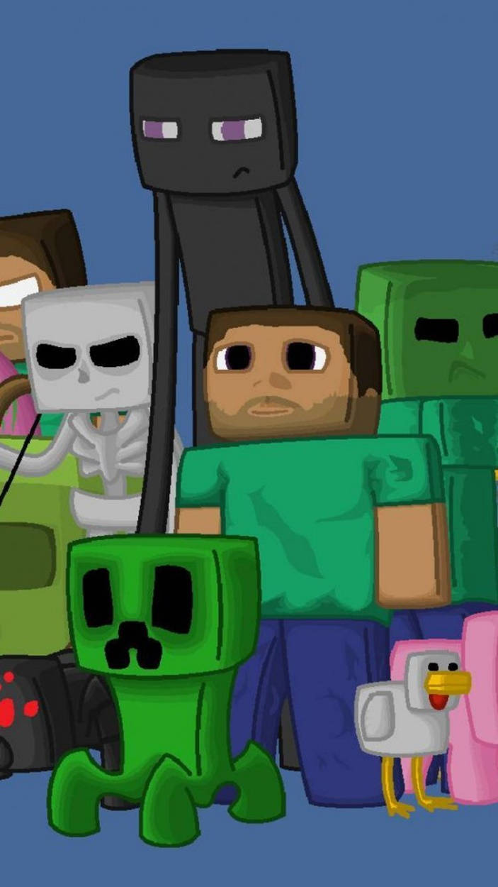 矢量艺术史蒂夫与生物 Minecraft iPhone 壁纸