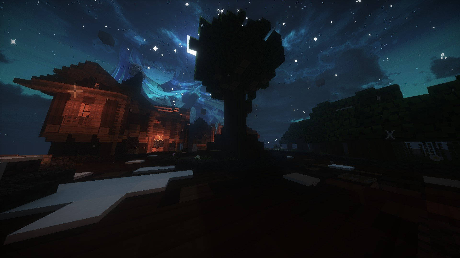 Minecraft 美学夜空 壁纸