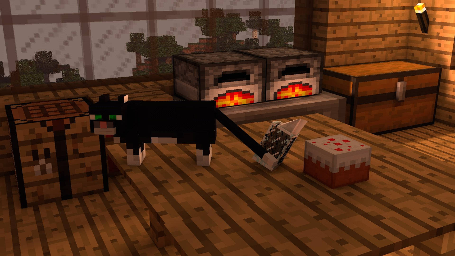 Minecraft 美学黑猫箱子 壁纸