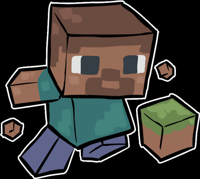 Minecraft_角色与方块_矢量图 壁纸