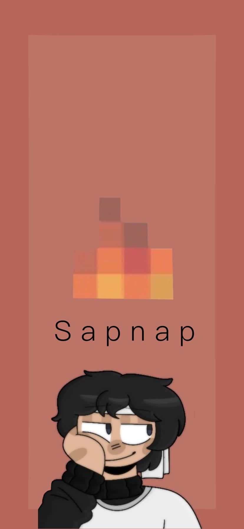 Minecraft玩家Sapnap图标与像素火焰标志 壁纸