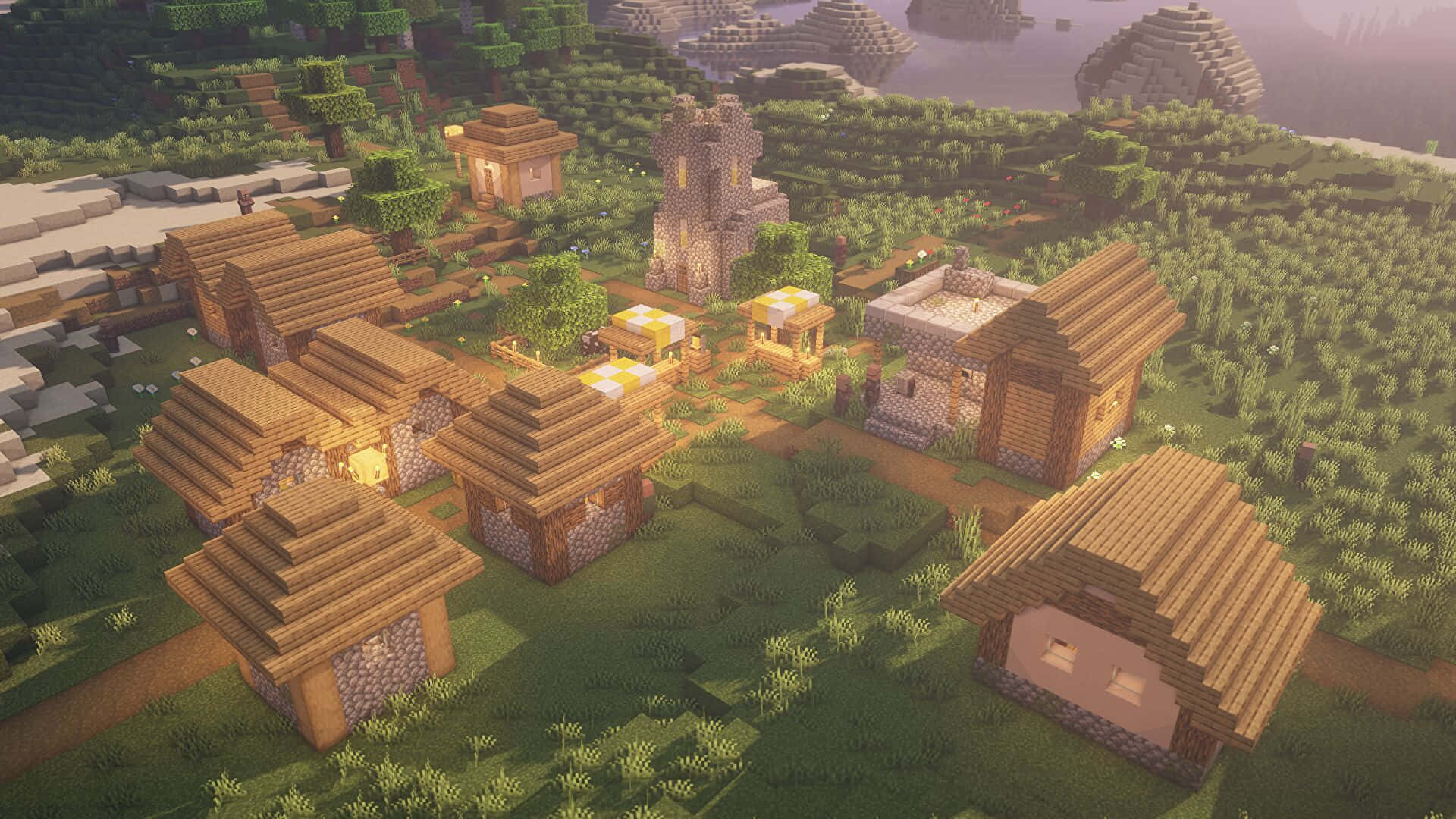 Minecraft村庄房屋图片 壁纸