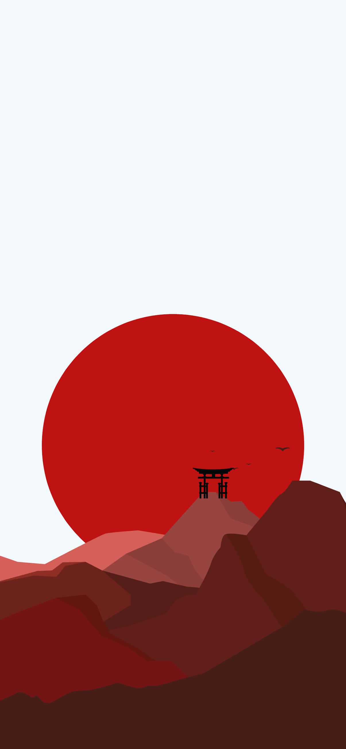 红色山脉日本 minimalist 艺术 壁纸