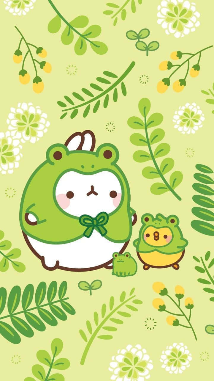 可爱绿色卡哇伊Molang与Piu Piu 壁纸