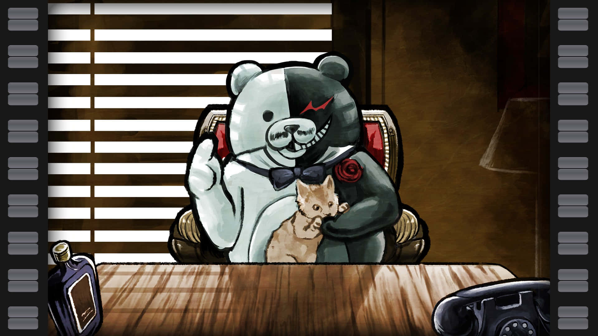Monokuma与宠物猫 壁纸