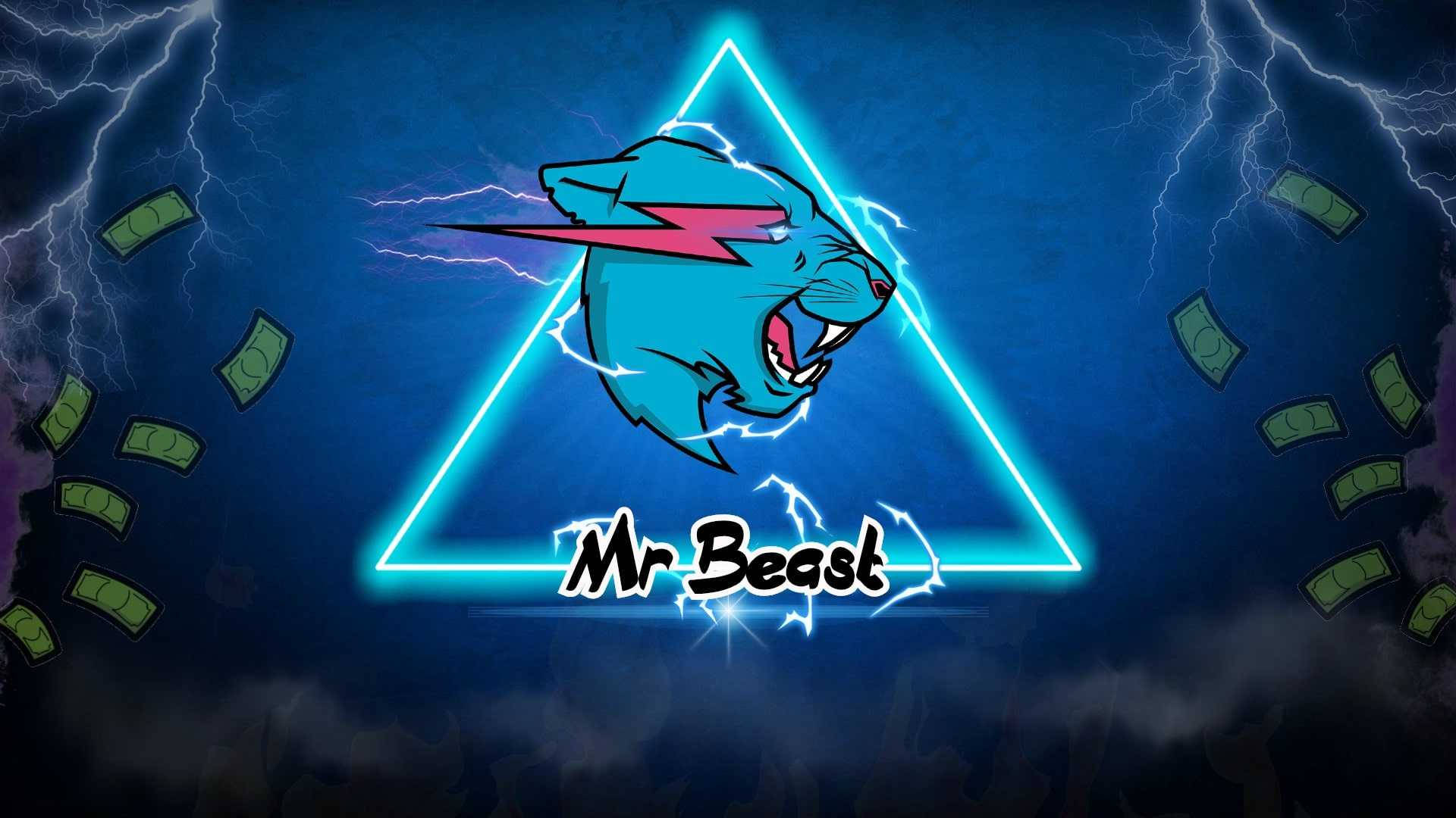 Mr Beast标志与霓虹三角 壁纸