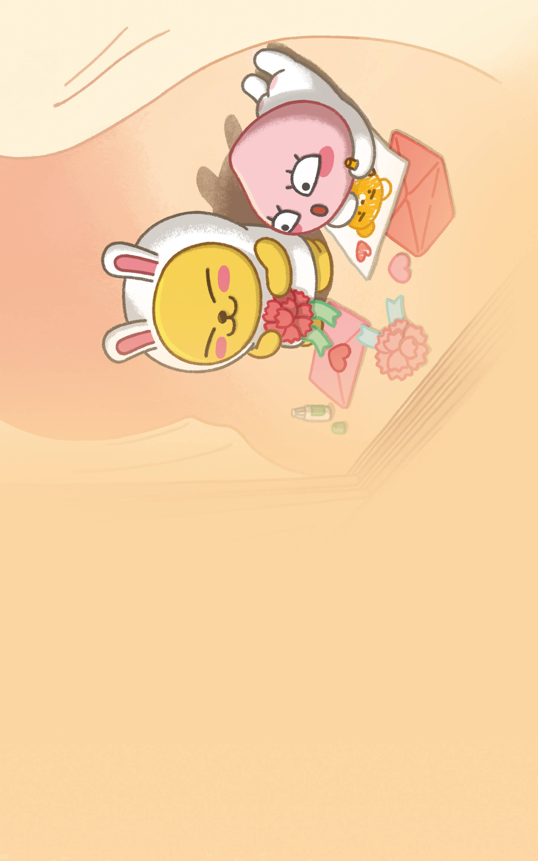 Muzi和Apeach来自Kakao Friends享受阳光明媚的一天 壁纸