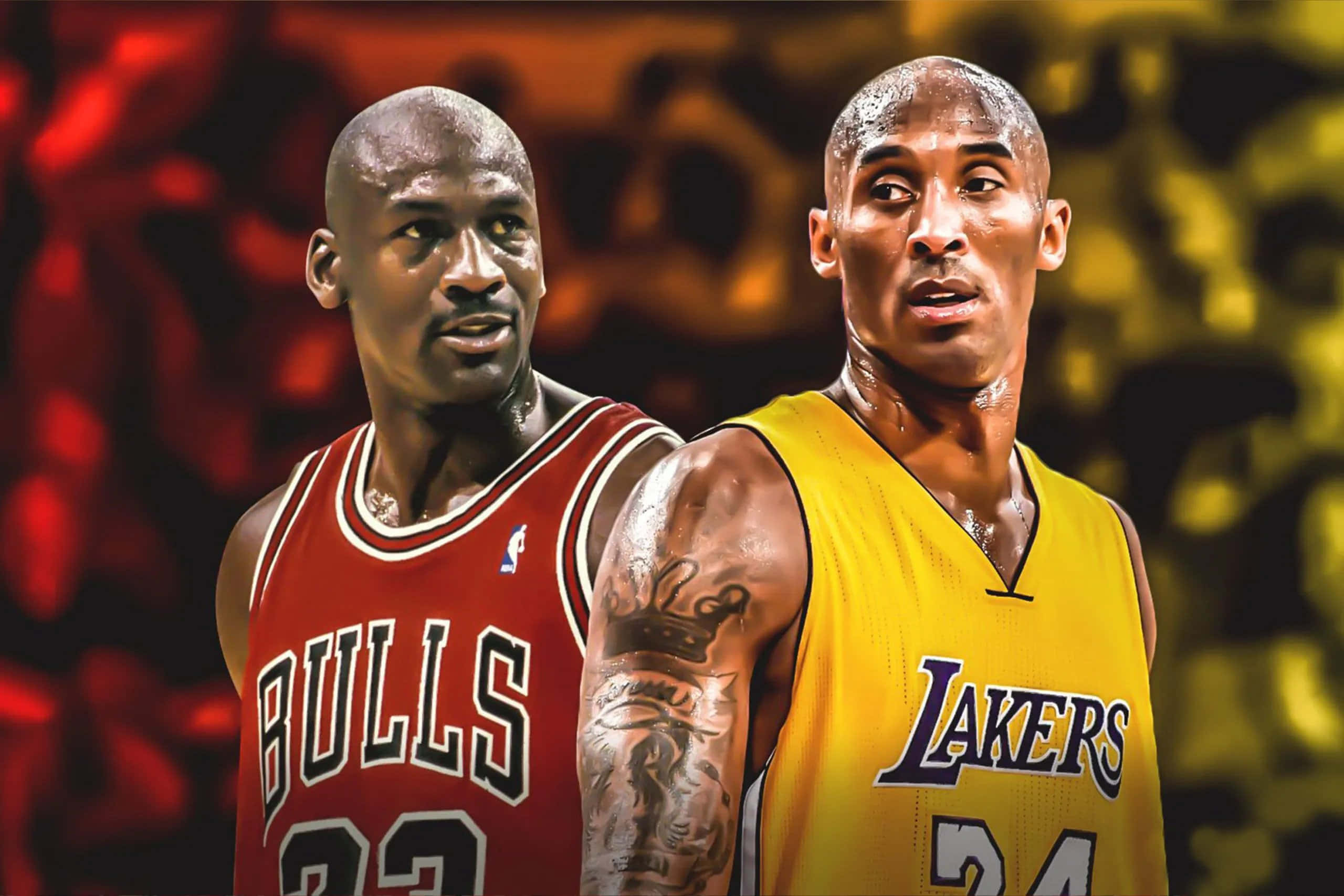NBA巨星科比·布莱恩特与迈克尔·乔丹数字插画 壁纸