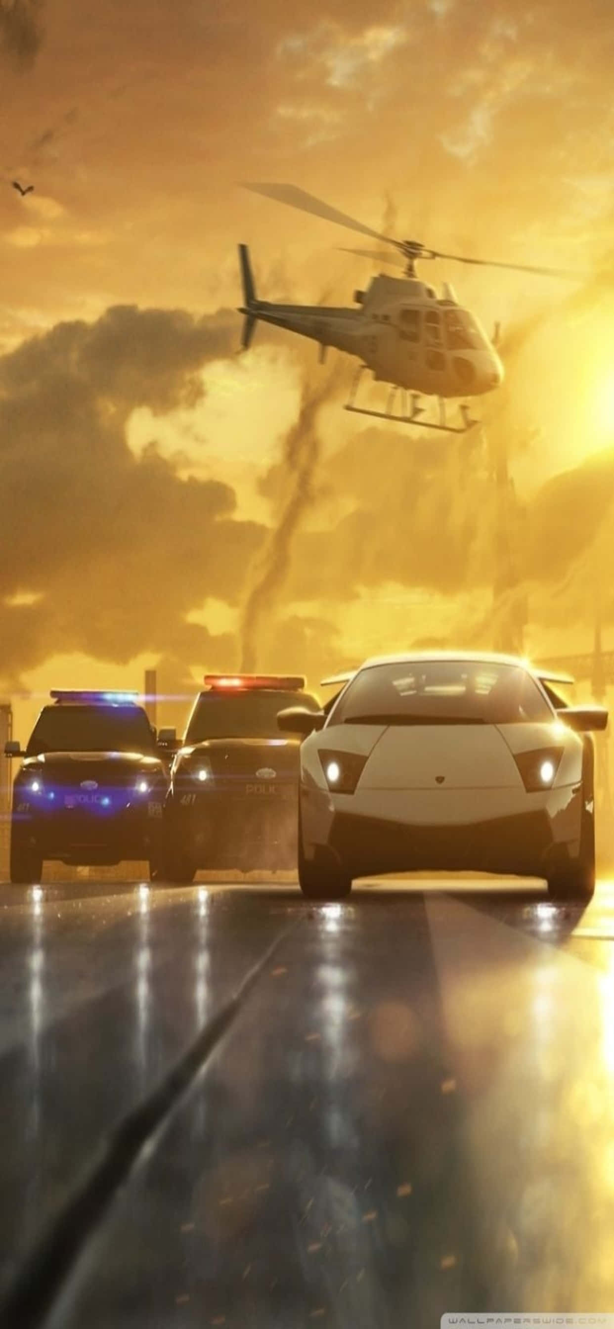 《Need for Speed Heat》激烈游戏场景在iPhone XS Max上的震撼背景 壁纸