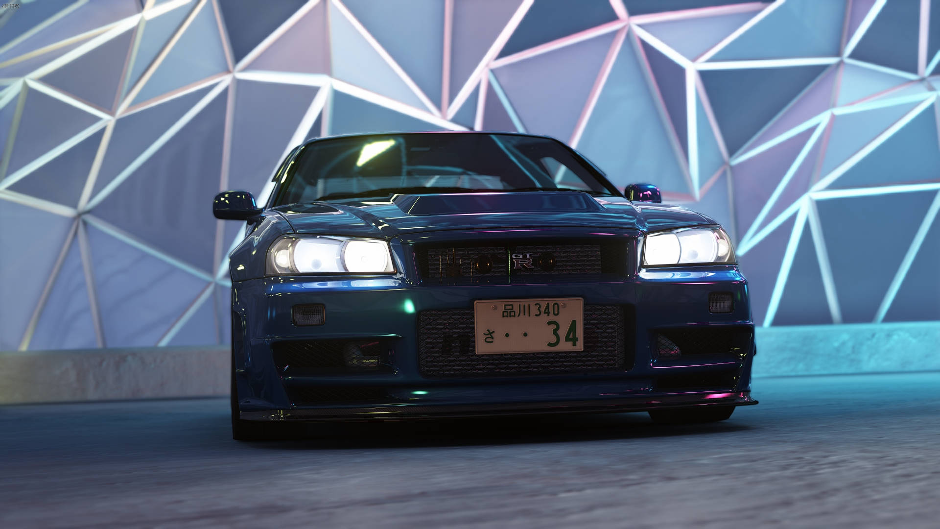 Nissan Skyline Gtr R34 几何背景 壁纸