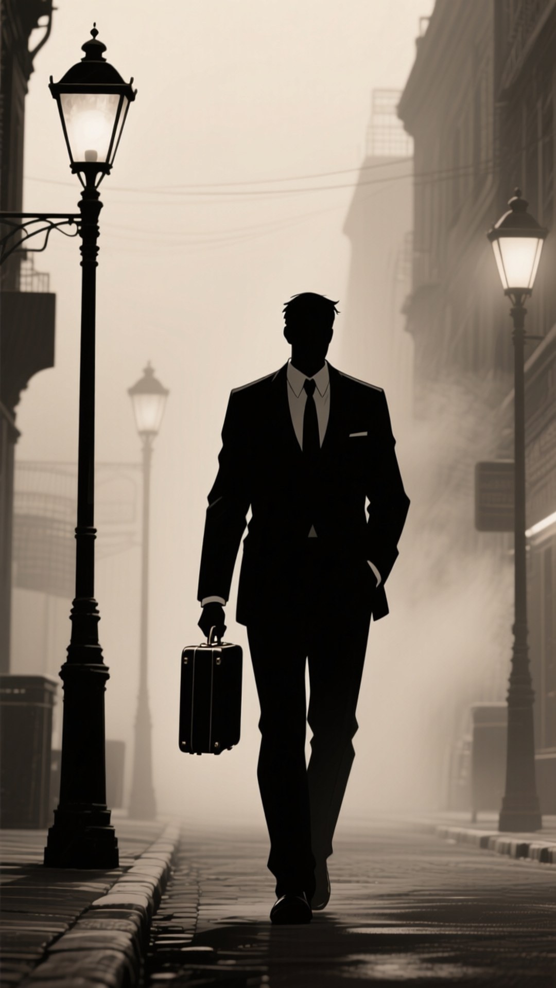 雾中西装男 noir 壁纸